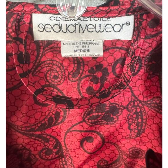 Seductive Red Black Lingerie Set Medium Nighty Chemise boudoir Fairy Sexy Robe - Picture 7 of 12